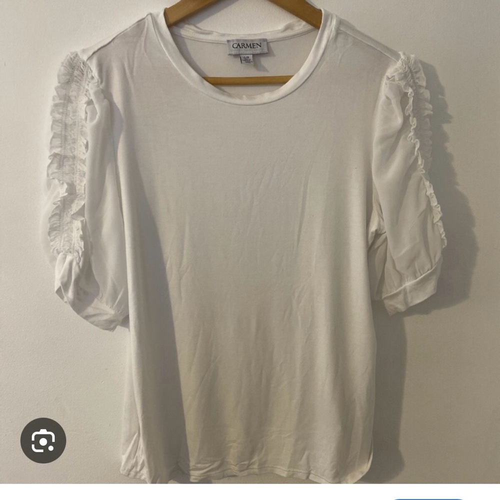 White Ruffle Sleeve Women's Top